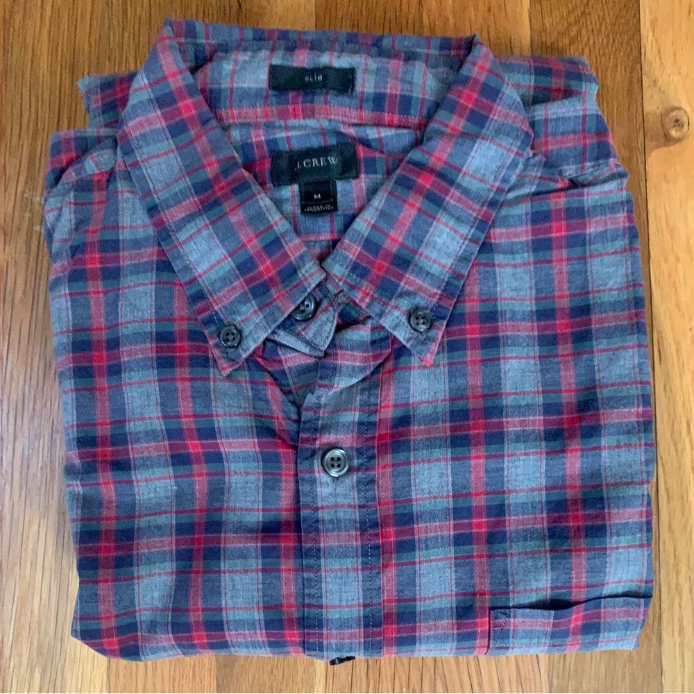 J. Crew Heather Grey Plaid Oxford